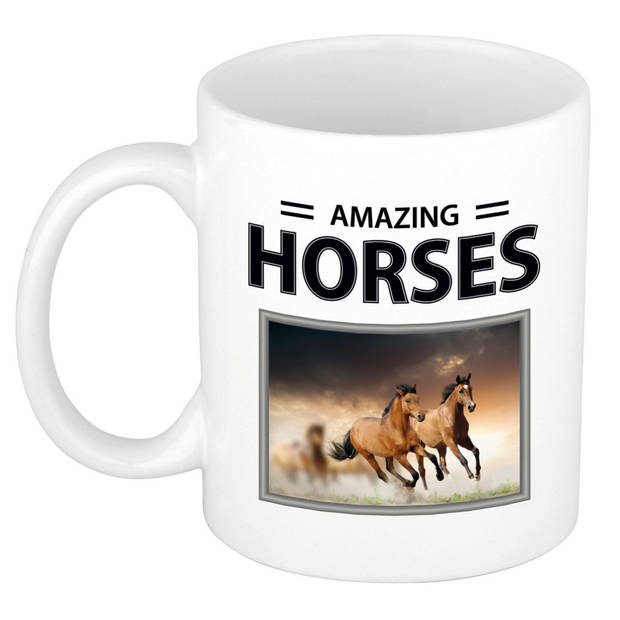 Set van 3x stuks paarden thema drink mokken met dieren foto print van amazing horses - feest mokken