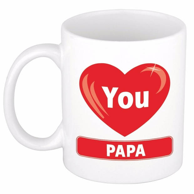 Vaderdag I love you Papa beker / mok keramiek 300 ml - feest mokken