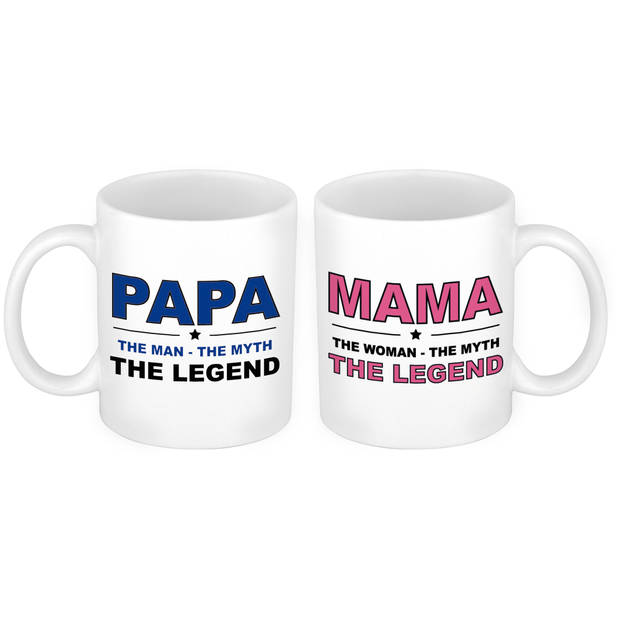 Papa en mama the legend mok - Vaderdag en moederdag cadeau - feest mokken