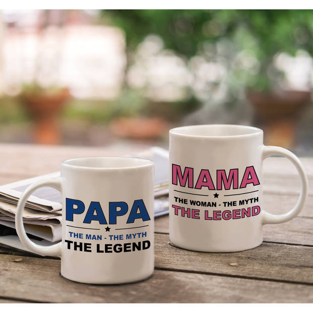 Papa en mama the legend mok - Vaderdag en moederdag cadeau - feest mokken