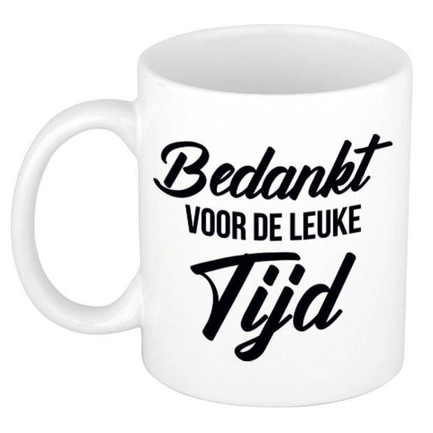 Bedankt voor de leuke tijd afscheidscadeau koffiemok / theebeker wit - feest mokken