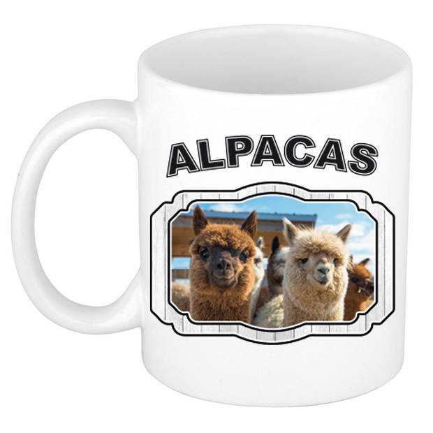 2x stuks dieren liefhebber alpaca mok 300 ml - alpacas beker - feest mokken