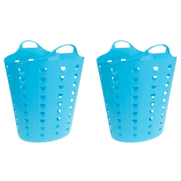 Set van 2x stuks blauwe wasmand flexibel 47 cm - Wasmanden