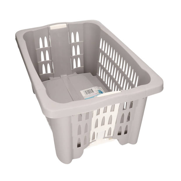 Staande wasmand/wasgoed draagmanden grijs 38 liter 60 x 40 x 29 cm huishouden - Wasmanden