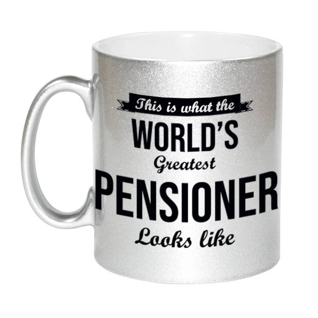 This is how the worlds greatest pensioner looks like zilveren koffiemok / theebeker afscheidscadeau pensioen / VUT 330 m