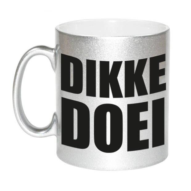 Bellatio Decorations Dikke doei afscheids cadeau mok - zilver - 300 ml keramiek - feest mokken