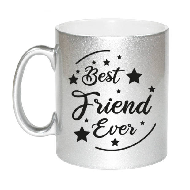 Best Friend Ever cadeau mok / beker zilverglanzend 330 ml - feest mokken