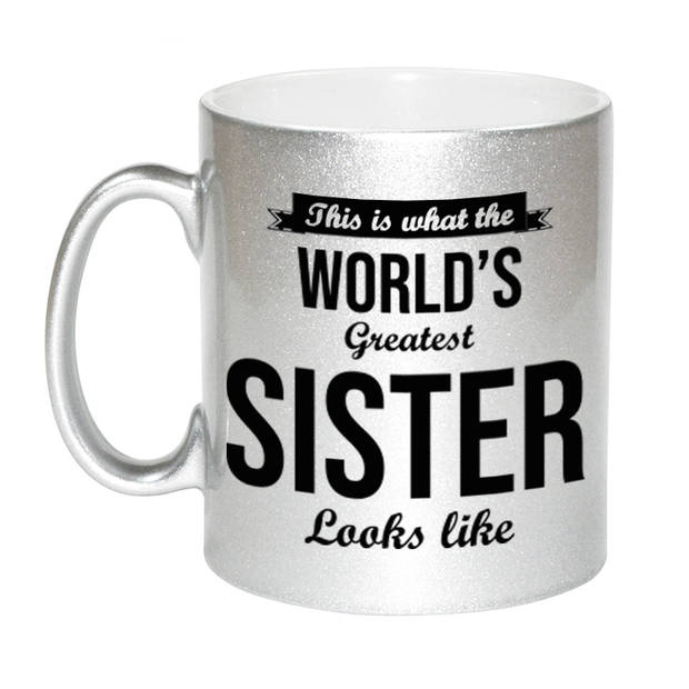 Worlds Greatest Sister cadeau mok / beker zilverglanzend 330 ml - feest mokken