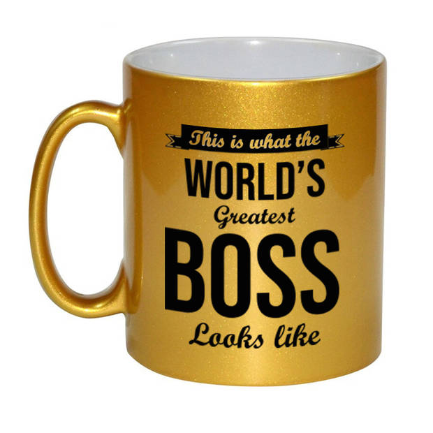 Worlds Greatest Boss cadeau mok / beker goudglanzend 330 ml - feest mokken