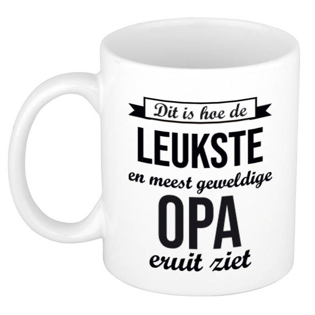 Leukste en meest geweldige opa cadeau mok / beker wit 300 ml - feest mokken