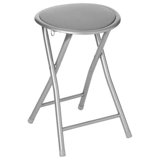 2x stuks bijzet krukje/stoel - Opvouwbaar - zilver/grijs - 46 cm - Bijzettafels