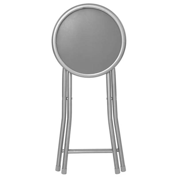 2x stuks bijzet krukje/stoel - Opvouwbaar - zilver/grijs - 46 cm - Bijzettafels