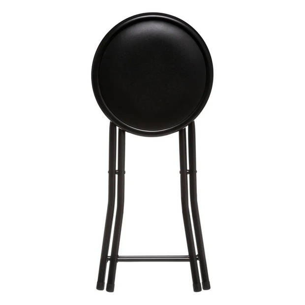 2x stuks bijzet krukje/stoel - Opvouwbaar - zwart/zwart - 46 cm - Bijzettafels