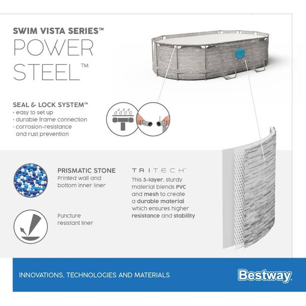 Bestway Zwembad Power Steel Swim Vista - Met accessoires - 427x250x100 cm