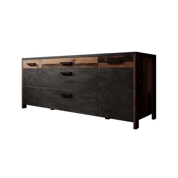 Meubella Dressoir Baron - Antraciet - Eiken - 197 cm