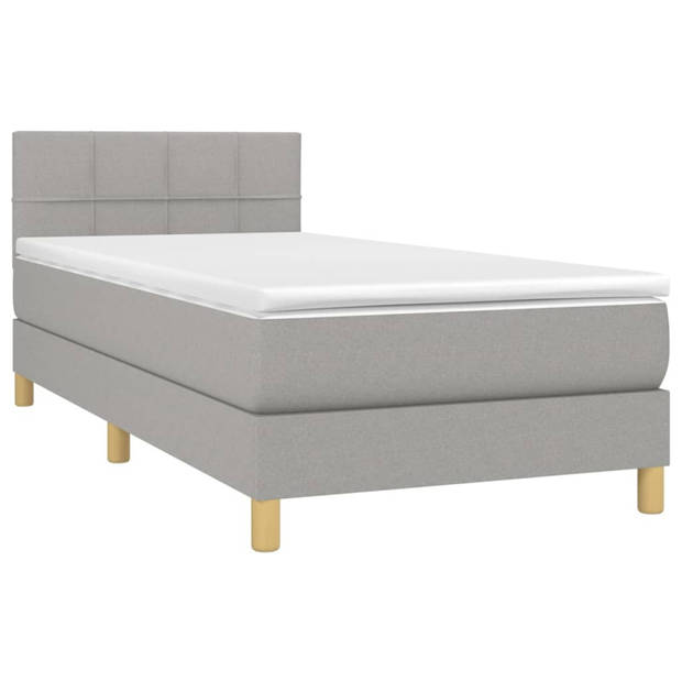 vidaXL Boxspring met matras stof lichtgrijs 90x190 cm