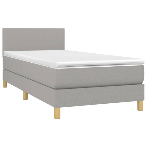 vidaXL Boxspring met matras stof lichtgrijs 90x190 cm