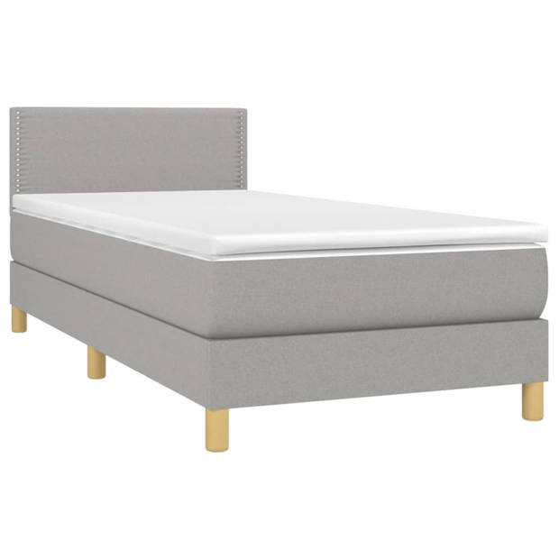 vidaXL Boxspring met matras stof lichtgrijs 90x190 cm