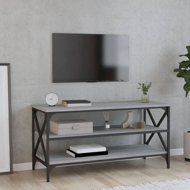 The Living Store TV-meubel - Industrieel grijs sonoma eiken - 100 x 40 x 50 cm