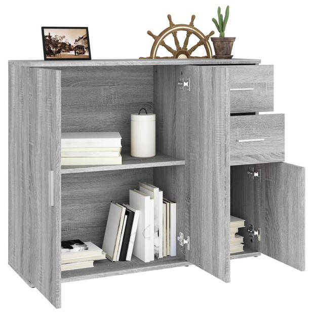 The Living Store Dressoir Classic Grey Sonoma Eiken - 91x29.5x75 cm - Stevig bewerkt hout