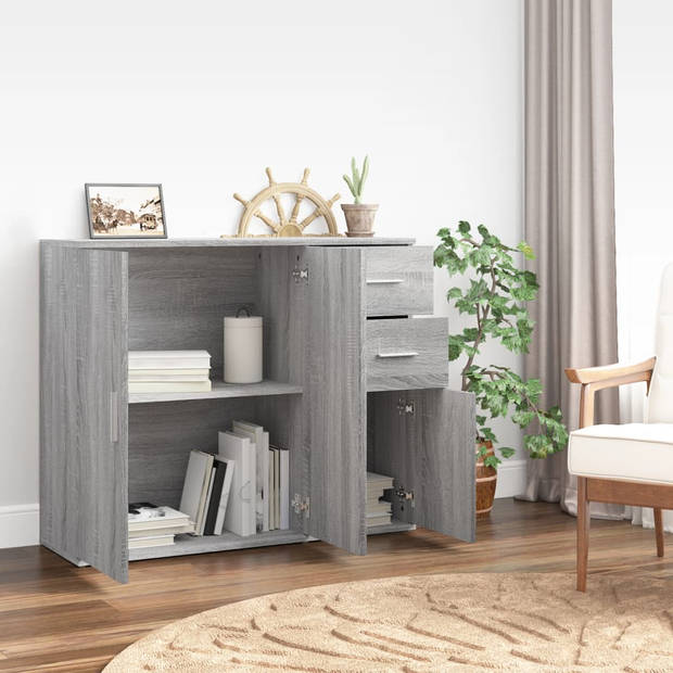 The Living Store Dressoir Classic Grey Sonoma Eiken - 91x29.5x75 cm - Stevig bewerkt hout