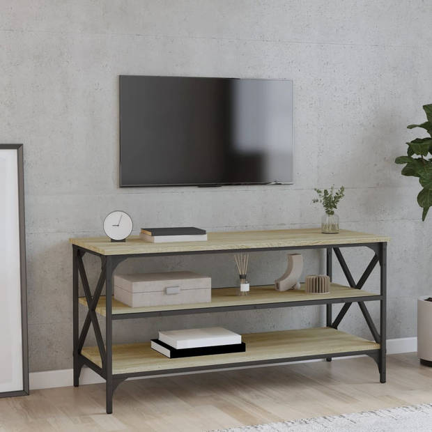 The Living Store TV-kast Industrieel - 100 x 40 x 50 cm - Sonoma eiken