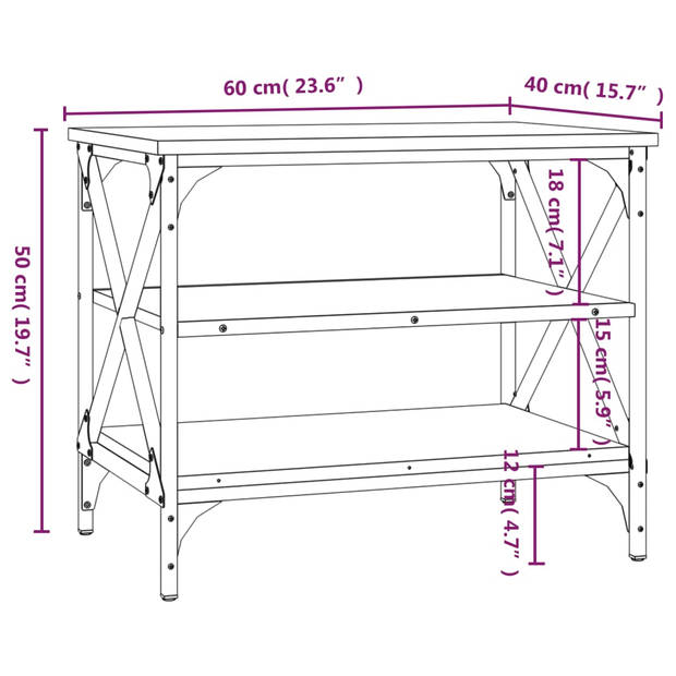 The Living Store Industrieel TV-meubel - 60 x 40 x 50 cm - Bruineiken - Duurzaam hout - Stabiel frame