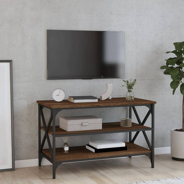 The Living Store TV Meubel Industrieel - 80 x 40 x 50 cm - Bruineiken - Duurzaam materiaal