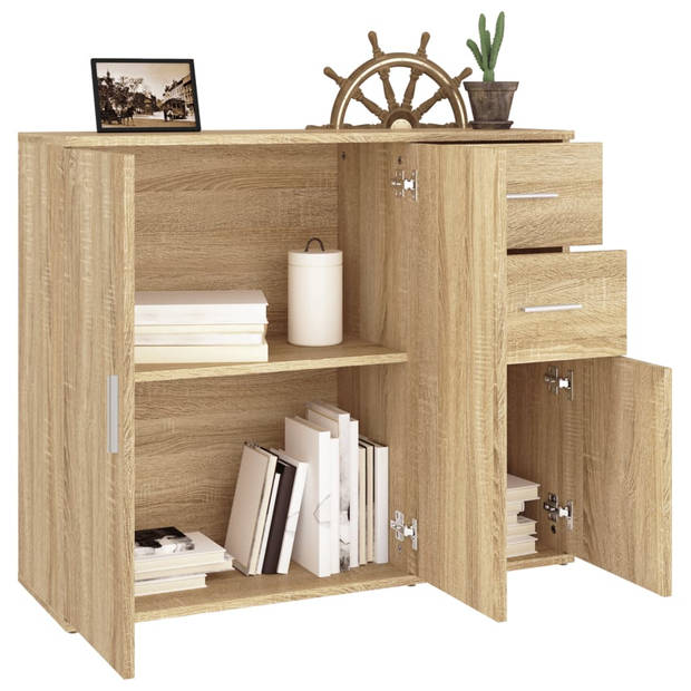 The Living Store Dressoir Classic Sonoma Eiken - 91 x 29.5 x 75 cm - Stevig bewerkt hout