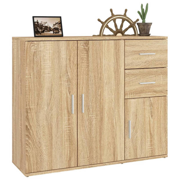 The Living Store Dressoir Classic Sonoma Eiken - 91 x 29.5 x 75 cm - Stevig bewerkt hout