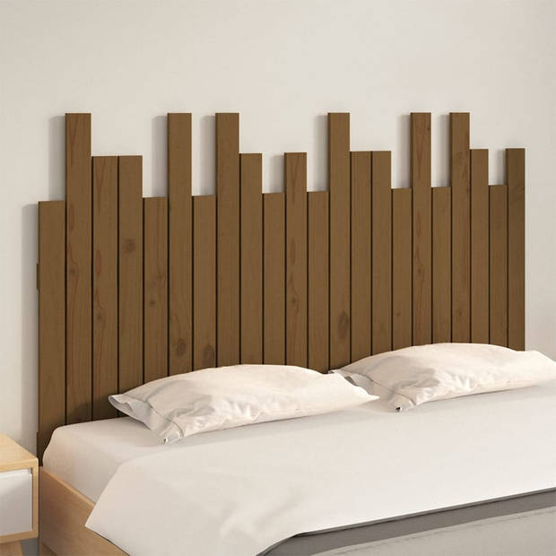 vidaXL Hoofdbord wandmontage 140x3x80 cm grenenhout honingbruin