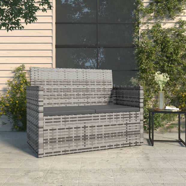 vidaXL Tuinbank met kussens 105 cm poly rattan grijs