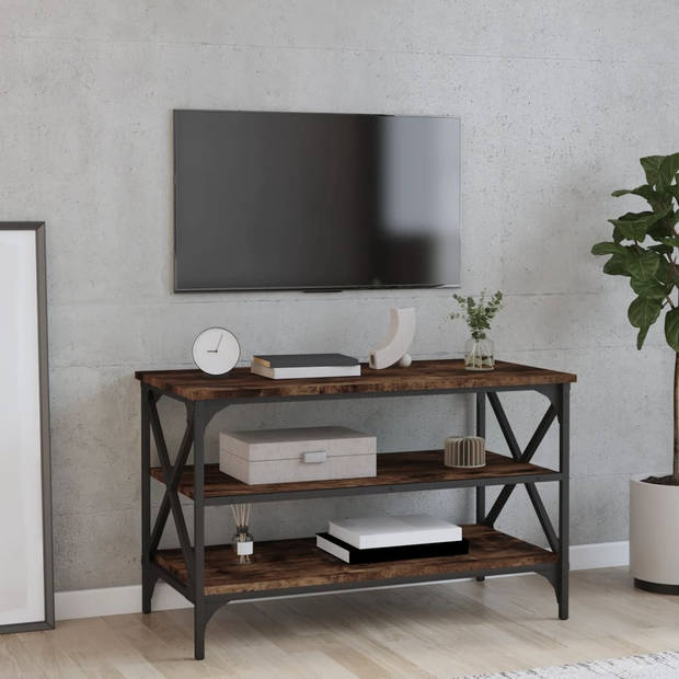 The Living Store TV-kast - Industrieel - Smoked Oak - 80 x 40 x 50 cm - Duurzaam hout-ijzeren frame