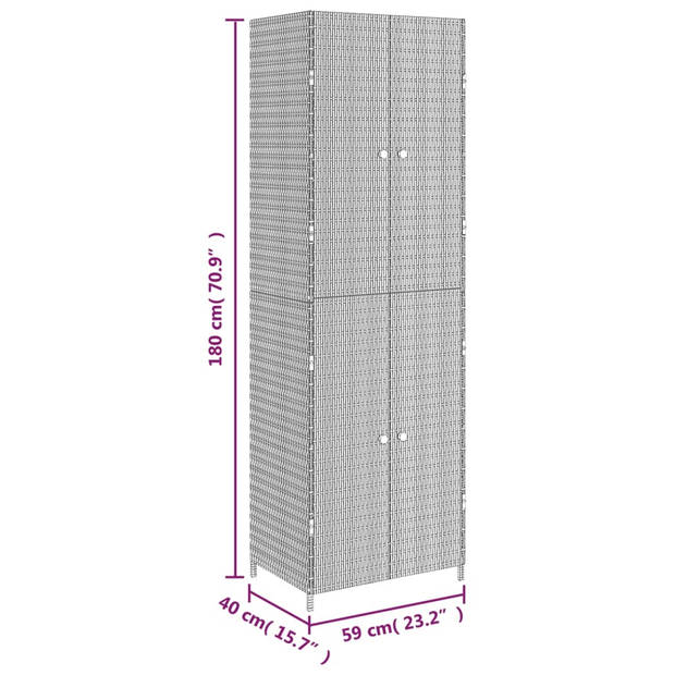 vidaXL Tuinkast 59x40x180 cm poly rattan zwart