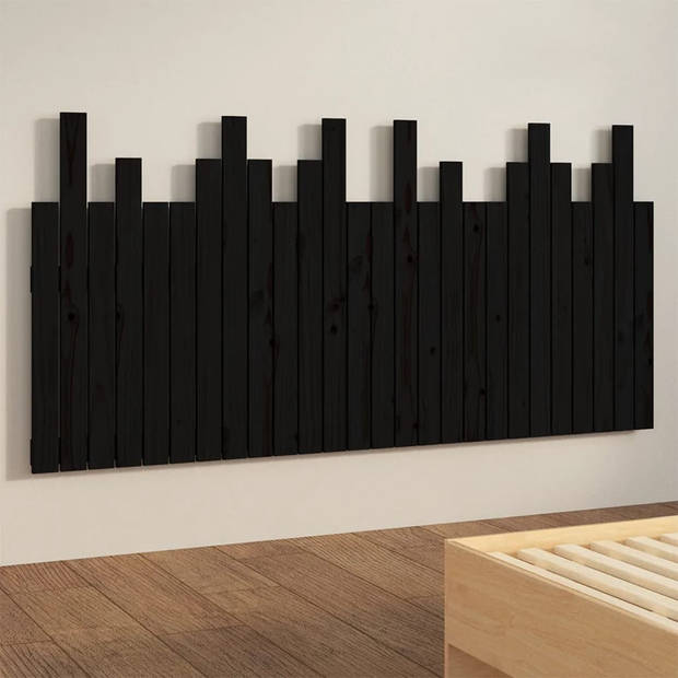 vidaXL Hoofdbord wandmontage 166x3x80 cm massief grenenhout zwart