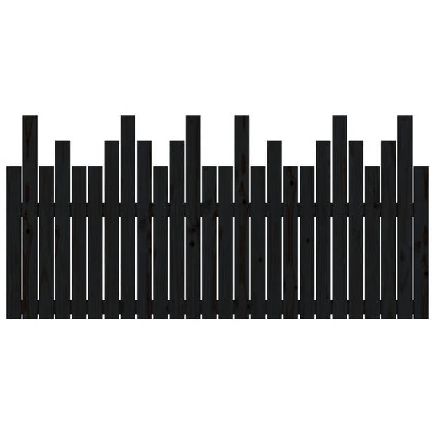 vidaXL Hoofdbord wandmontage 166x3x80 cm massief grenenhout zwart