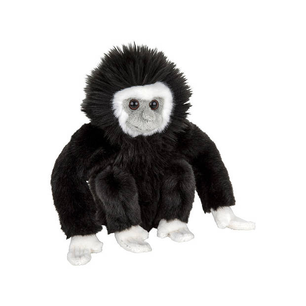 Apen serie zachte pluche knuffels 2x stuks - Orang Utan en Gibbon Aapje van 18 cm - Knuffeldier