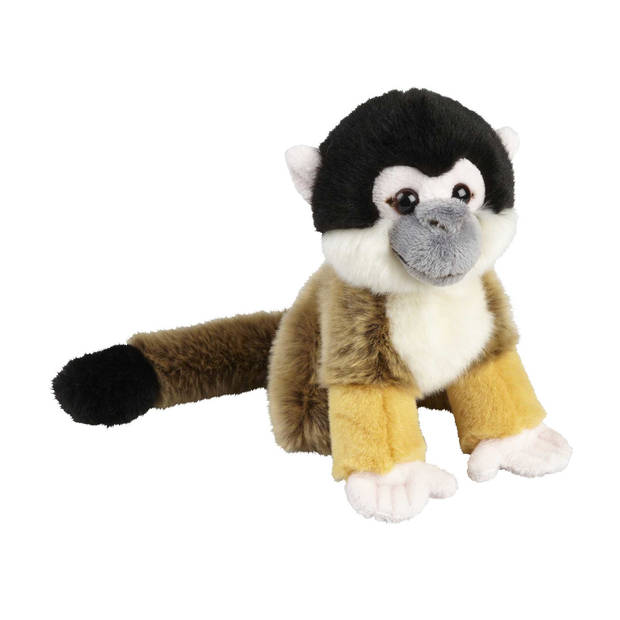 Apen serie zachte pluche knuffels 2x stuks - Ringstaart Maki en Squirrel Aapje van 18 cm - Knuffel bosdieren