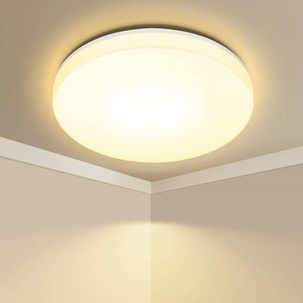 LED Plafondlamp - Badkamerlamp - Aigi Cely - 18W - Warm Wit 3000K - IP54 Vochtbestendig - Opbouw - Rond - Mat Wit -