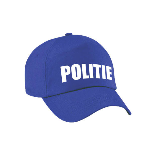 Politie verkleed cap/pet blauw met pistool/holster/badge voor kinderen - Verkleedhoofddeksels