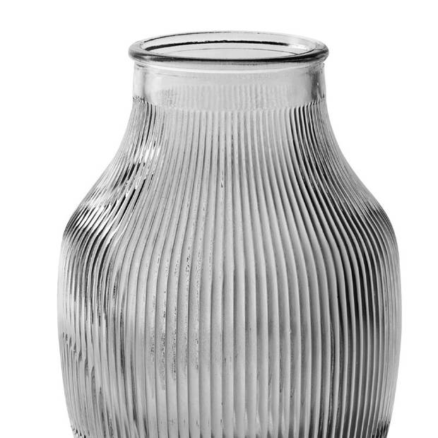 Bloemenvaas - smoke grijs/transparant glas - H22 x D15.8/11.3 cm - Vazen