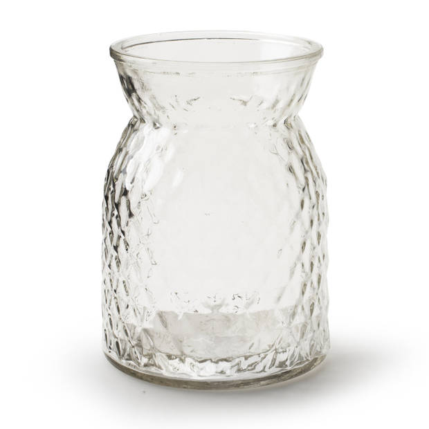 Bloemenvaas - helder bewerkt/transparant glas - H16 x D12 cm - Vazen