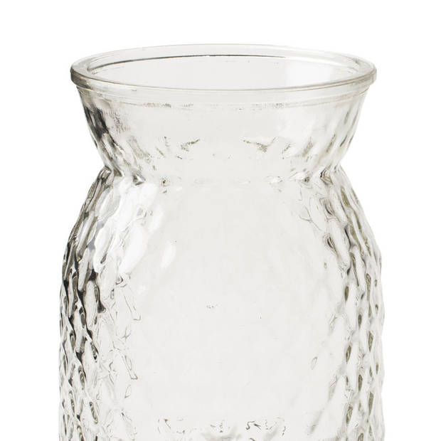 Bloemenvaas - helder bewerkt/transparant glas - H16 x D12 cm - Vazen