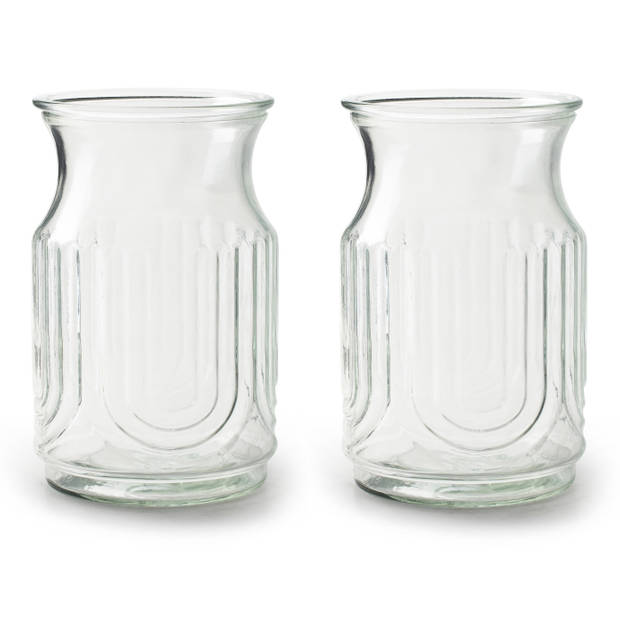 2x Stuks Bloemenvazen - helder/transparant glas - H20 x D12.5 cm - Vazen