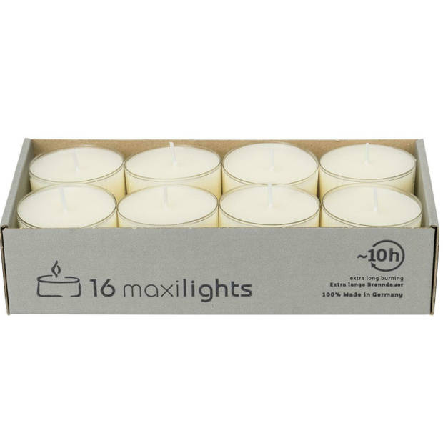 Theelichtjes/waxinelichtjes in transparante cup - 16x - 10 branduren - Waxinelichtjes