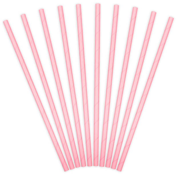 Drinkrietjes - papier - 10x - roze - 19,5 cm - rietjes - Drinkrietjes