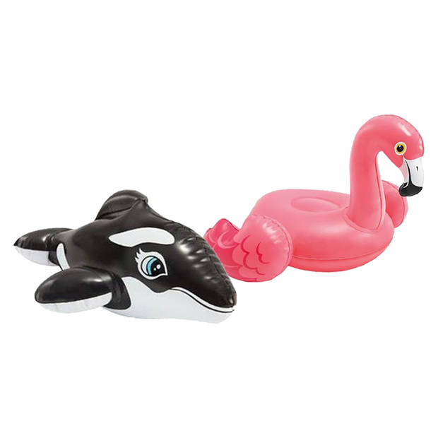 Intex kleine opblaas dieren zwembad setje flamingo/Orka 25 cm - opblaasspeelgoed