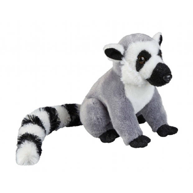 Grijs maki aapje knuffel 18 cm knuffeldieren - Knuffel bosdieren