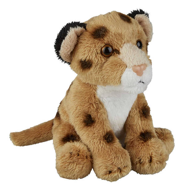 Safari dieren serie pluche knuffels 2x stuks - Cheetah en Luipaard van 15 cm - Knuffeldier