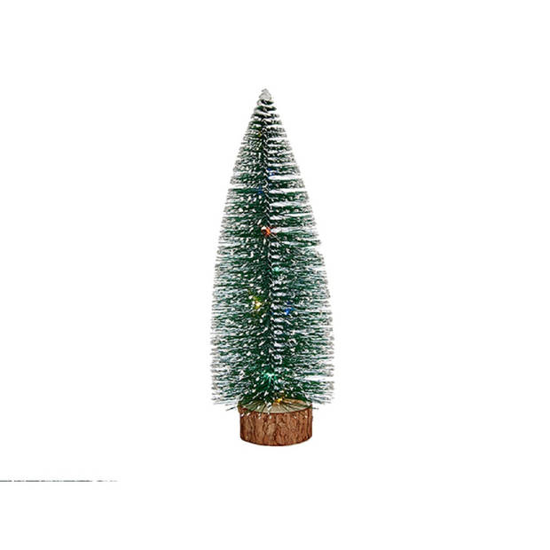 Kleine/mini decoratie kerstboompjes set van 2x st met gekleurd licht 25-30 cm - Kerstdorpen